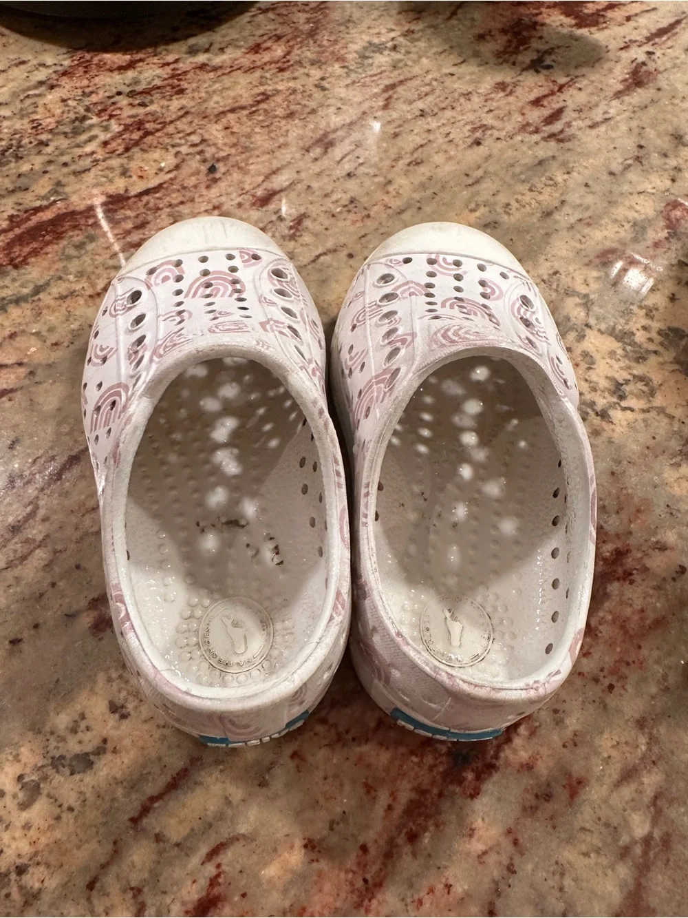 2 pairs of Native Toddler Silver Glitter Jefferson and white Slip-On Water Shoes